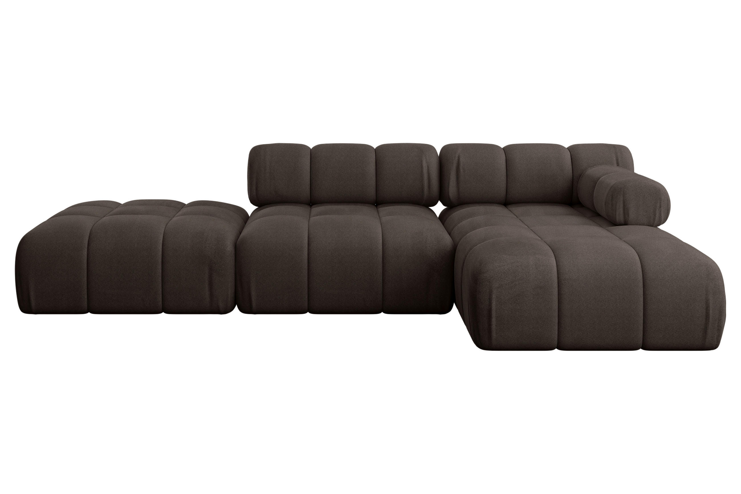 ECKSOFA modulares Sofa Lizur-L1 - 285x160x70 cm Braun Velours - Braun, Holzwerkstoff/Textil (285/160cm) - ALTDECOR