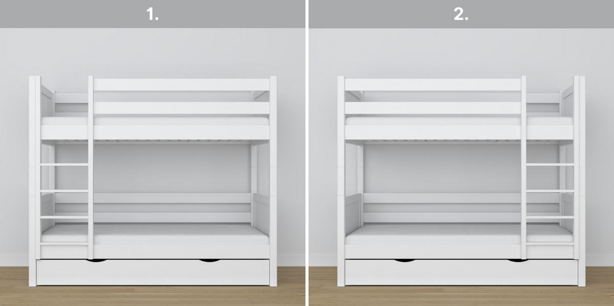 ETAGENBETT N02 mit Schublade Weiß 80/190 - Weiß, Naturmaterialien/Holz (80/190cm) - N-Wood
