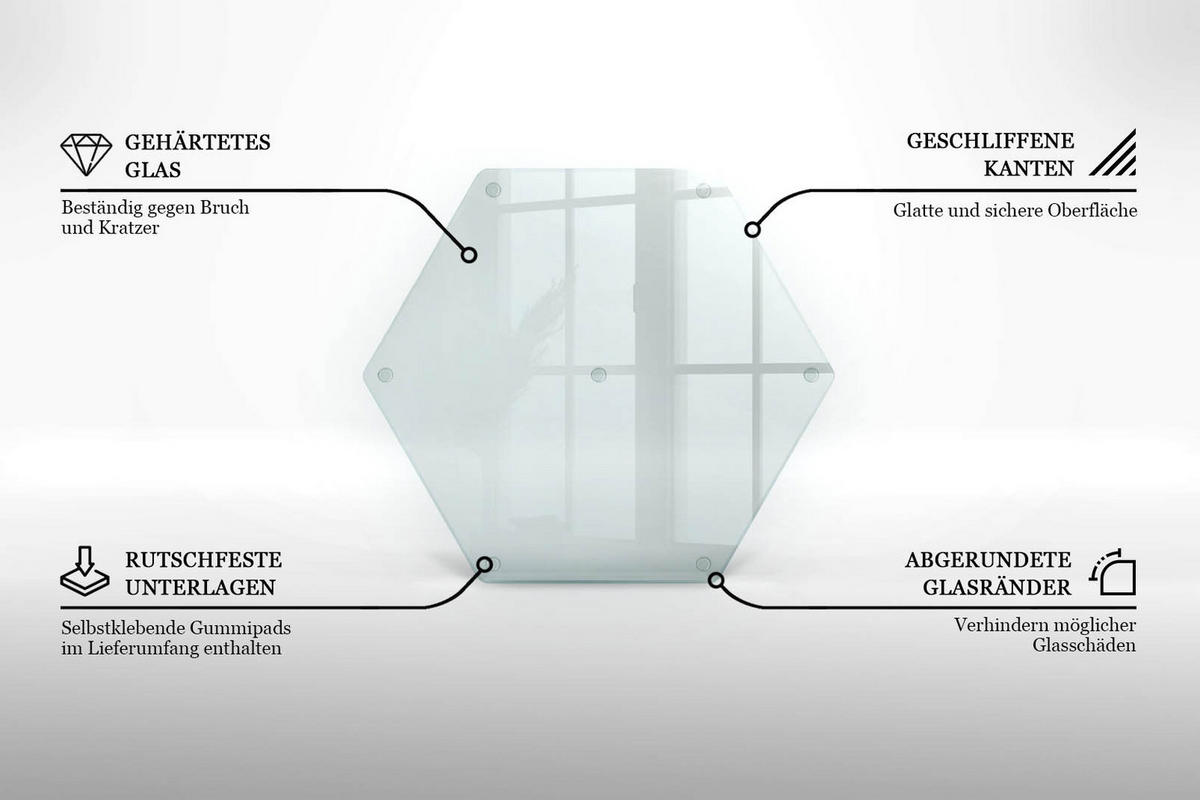 HERDABDECKPLATTE 40 cm Transparent Hexagon - Transparent, Glas (40/0.4/34.64cm) - TULUP