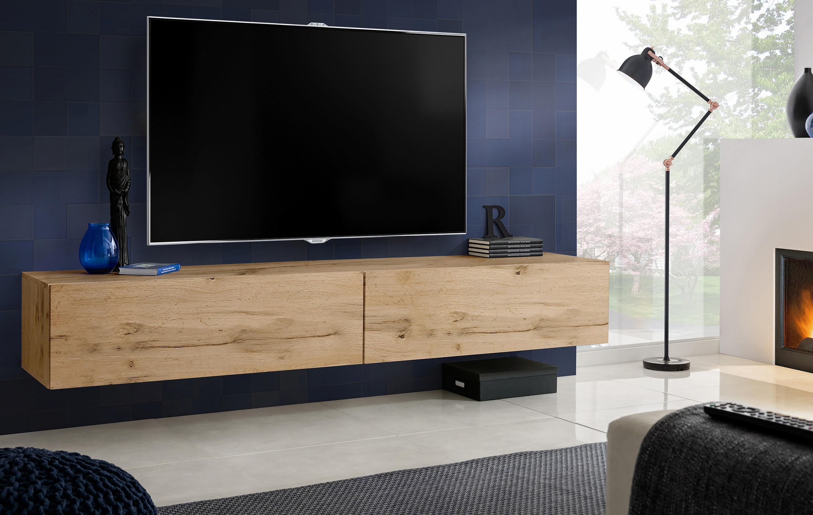 TV-HÄNGEBOARD LORETO, Wotan, Wotan - Eiche Wotan, Holzwerkstoff (200/30/41.5cm) - Komodee