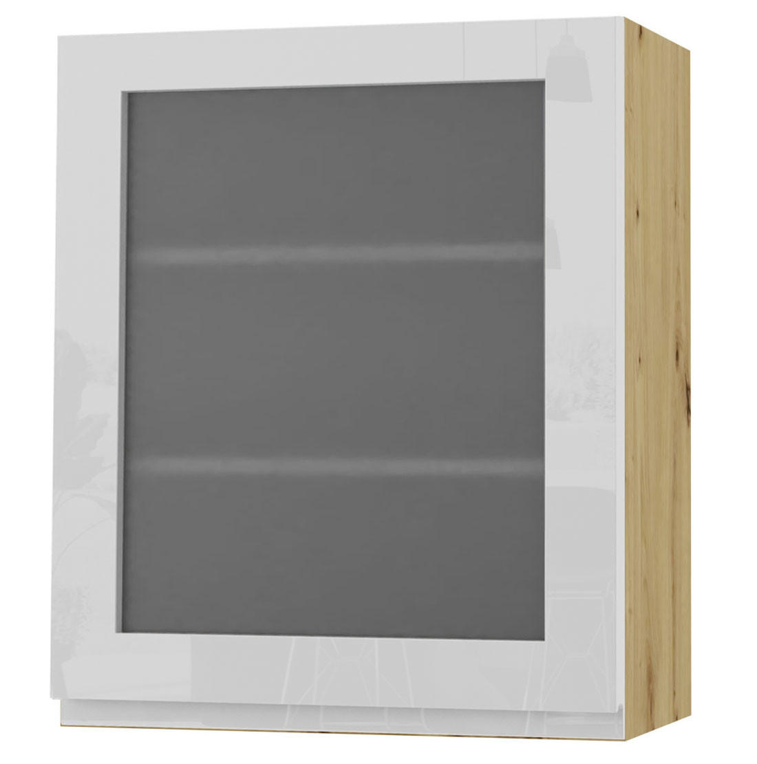 Feldmann-Wohnen Hängeschrank Weiß Hochglanz, Eiche Artisan 60x72x32.5 cm