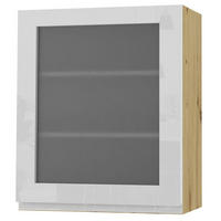 HÄNGESCHRANK Florence W2S/60 Eiche Artisan / RAL 9003 signalweiß HG 60 / 32,5 / 72cm - Türanschlag links - Weiß Hochglanz/Eiche Artisan, Holz/Holzwerkstoff (60/72/32.5cm) - Feldmann-Wohnen