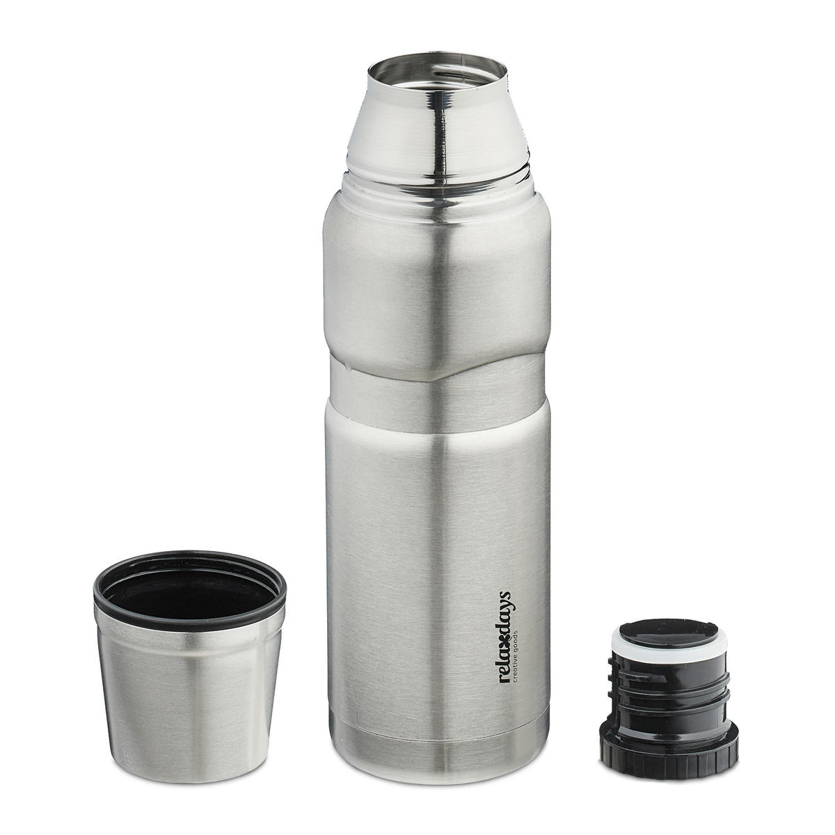 EDELSTAHL-TRINKFLASCHE - Silberfarben, Kunststoff/Metall (0.5L) - Relaxdays