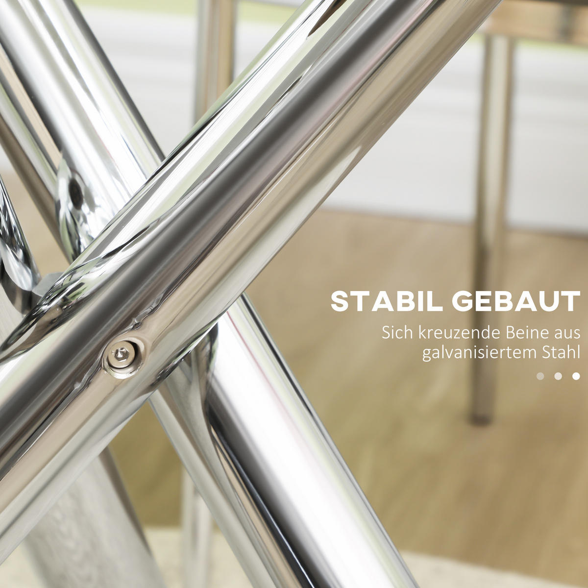 ESSTISCH, Glas, Stahl, Transparent - Transparent, Glas (80/80/74cm) - HOMCOM