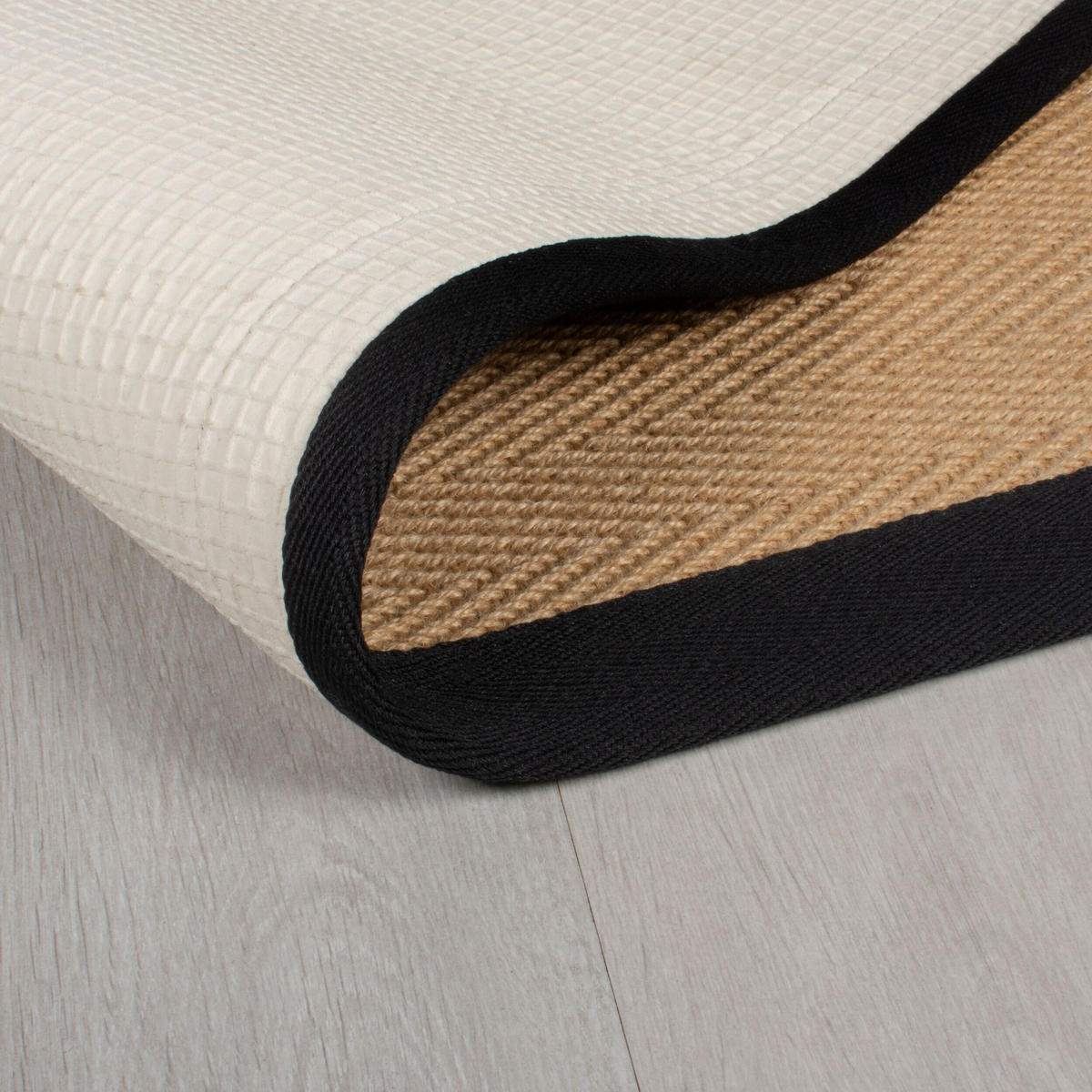 TEPPICH Jute mit Bordüre, Geometrisch-Design TRENT KIRA, Braun-Schwarz 60x230 cm - Schwarz/Naturfarben, Textil (60/230cm) - KADIMA DESIGN