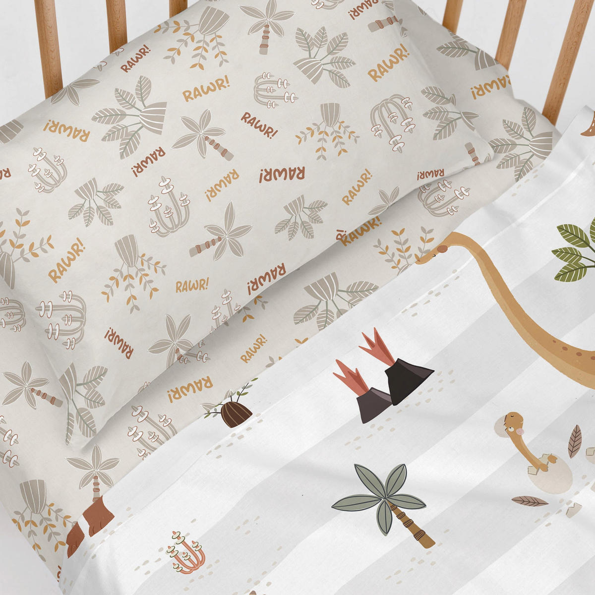 SPANNBETTTUCH dino family 60x120x14 cm (kinderbett) mehrfarbig - Multicolor, Textil (70/140cm) - Happy Friday