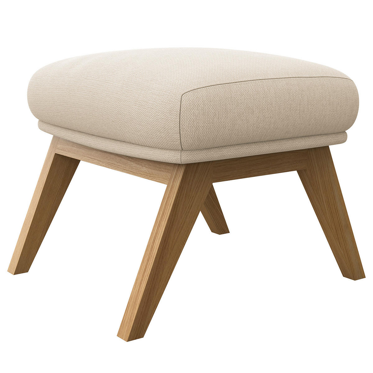 POLSTERHOCKER - Webstoff - Eichefarben/Beige, Eichenholz/Textil (54/41/41cm) - home24