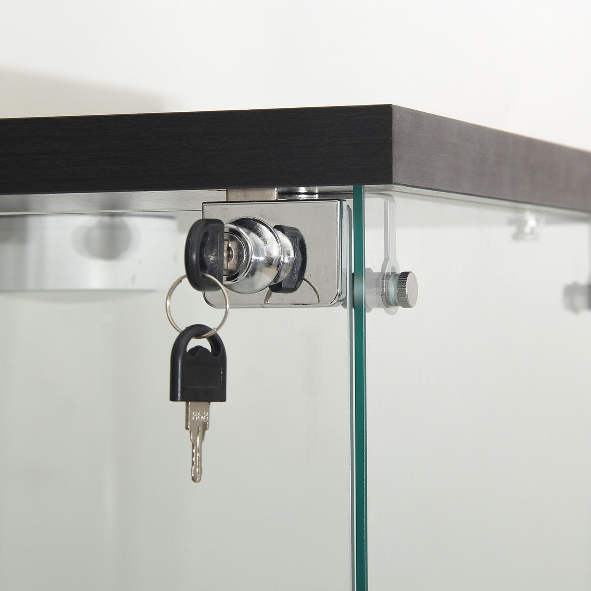 GLASVITRINE, LED-Beleuchtung, 2 Einlegeböden, 1 Tür, ideal zum Sammeln und Dekorieren in Schwarz - Schwarz, Glas (36.5/86.2/40.35cm) - BRILVERDE