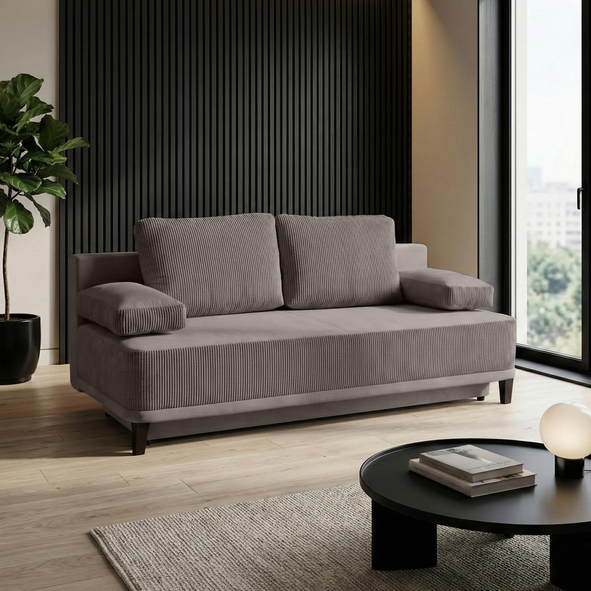 SCHLAFSOFA Riso 3-Sitzer mit Schlaffunktion, Braun - Braun, Textil (200/91/90cm) - Beautysofa