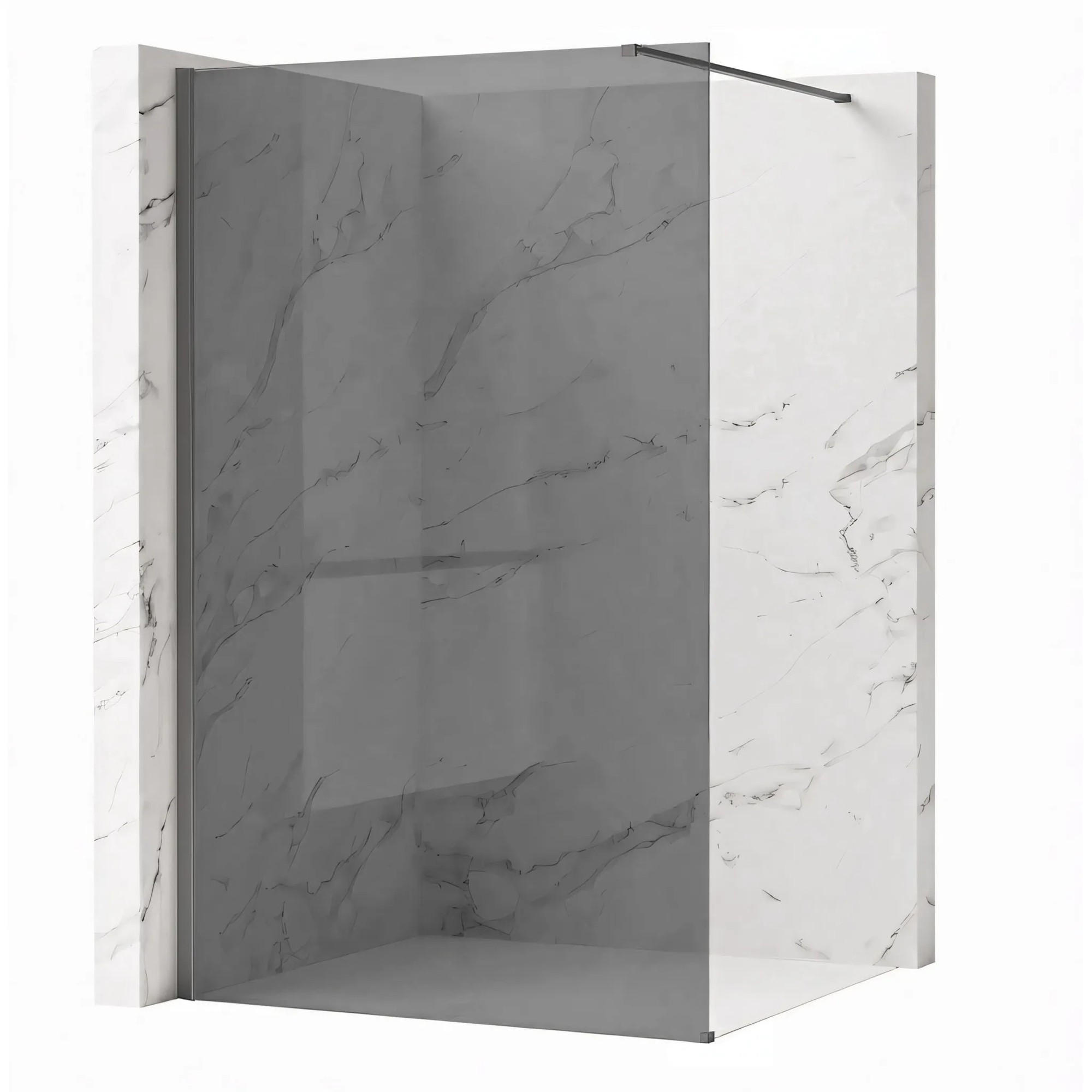 DUSCHWAND Rea Flexi Grey / Titan 80 - Titanfarben, Glas (120/80/195cm) - REA