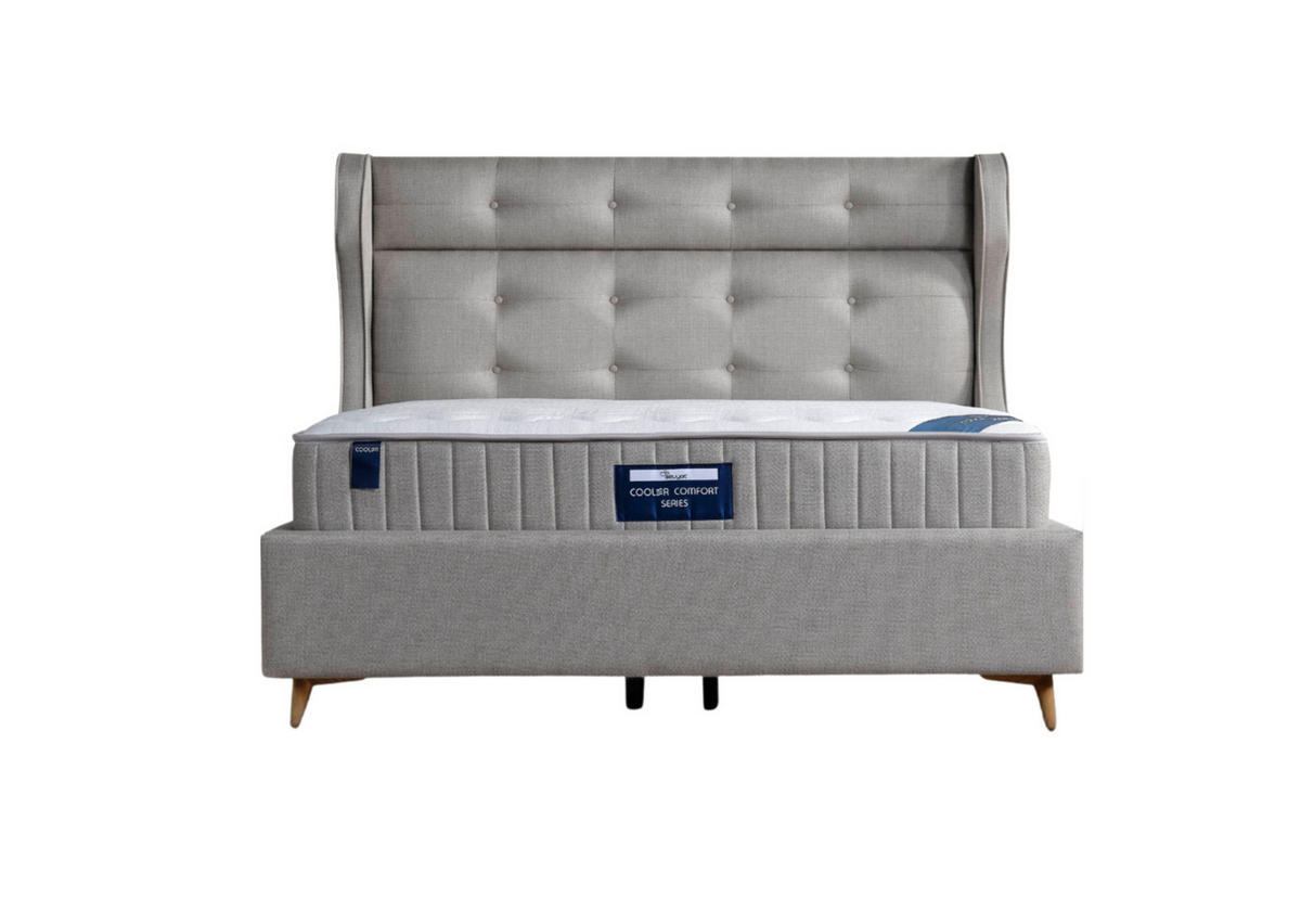 POLSTERBETT-SET Cooler 180x200 Grau - Bett inkl. Matratze - Grau, Metall (180/200cm) - Villa Möbel