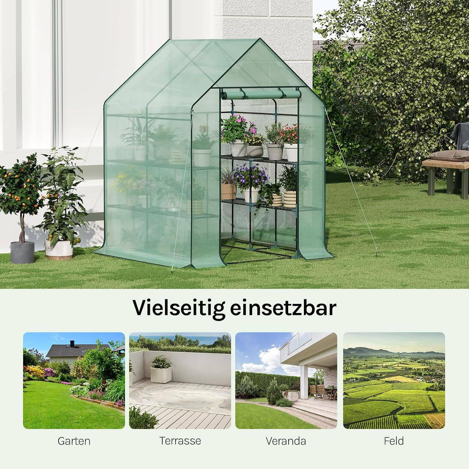FOLIENGEWÄCHSHAUS, Metallgestell, 143 x 195 x 143 cm - Grün, Textil/Metall (143/195/143cm) - Woltu