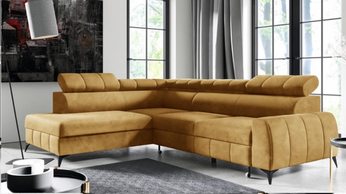 ECKSOFA Senfgelb DON Ausziehbar Links - Gelb/Goldfarben, Textil (279/203cm) - Sepro Meble