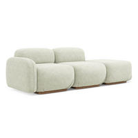 3-SITZER SOFA Rechts Chenille Stoff Weiß - Weiß/Braun, Holz/Textil (258/73/95cm) - Makamii