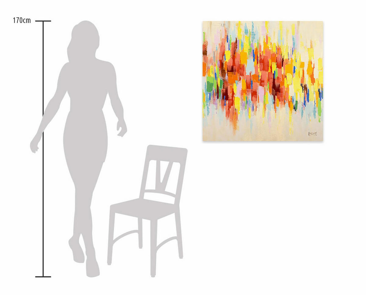 ACRYLBILD HANDGEMALT 80/80 cm - Beige/Multicolor, Holz/Textil (1.68/80cm) - KUNSTLOFT