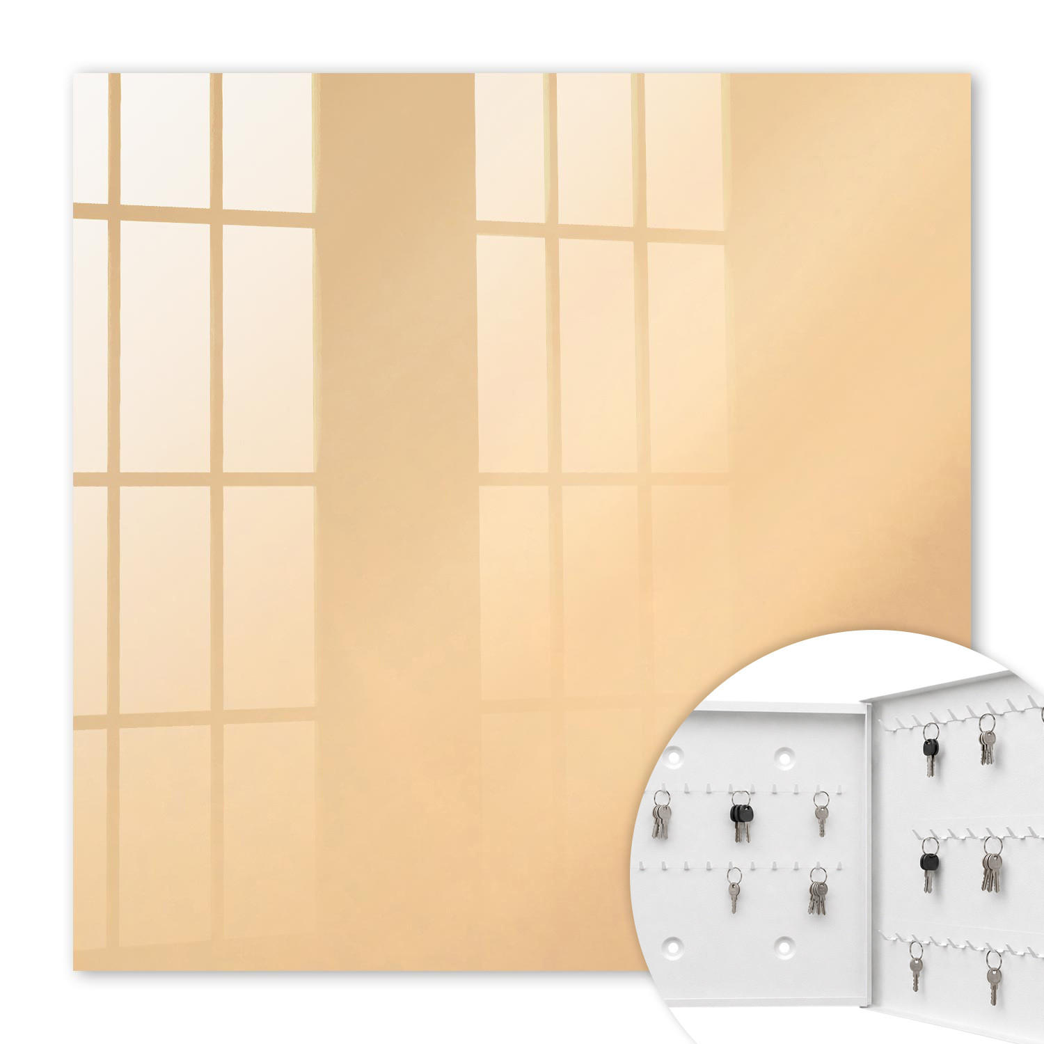 SCHLÜSSELBOX Weiß 30x30 cm – Türöffnung nach rechts - Beige Trost - Beige, Metall (30/30/5cm) - TULUP