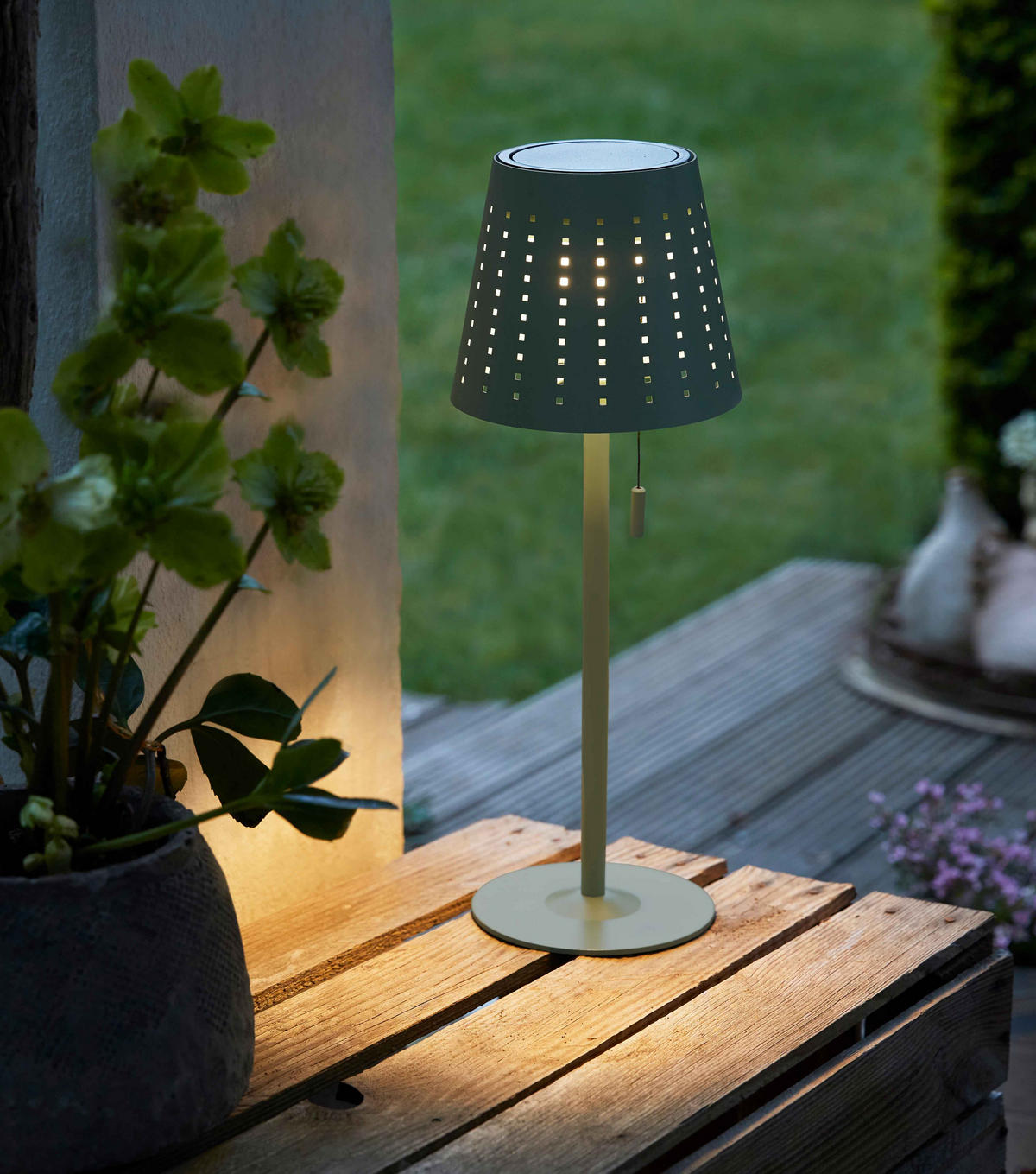 LED-AUSSEN-TISCHLEUCHTE - wetterfest in Grün-Grau mit dimmbarem Akku und Solar-Ladung, 2er-Set - Grün, Metall (24.5/50/24.5cm) - Northpoint
