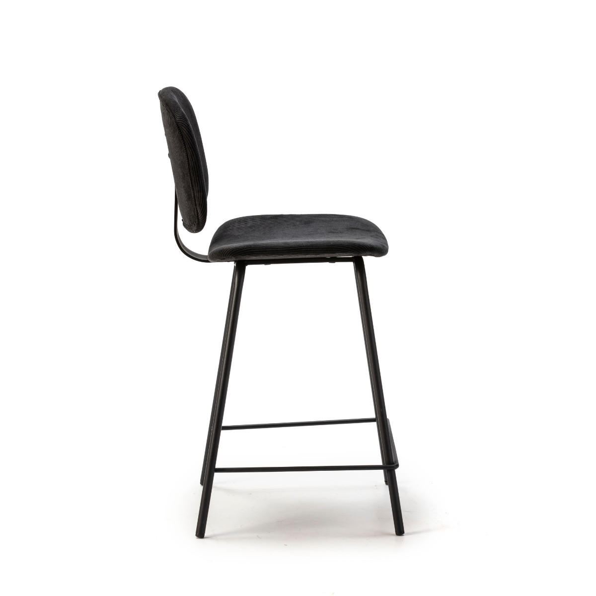 HOCKERN (Set aus 2) aus cordstoff mit schwarzen metallbeinen - arus 44/50/65 cm - Schwarz, Textil (50/65/44cm) - Calicosy