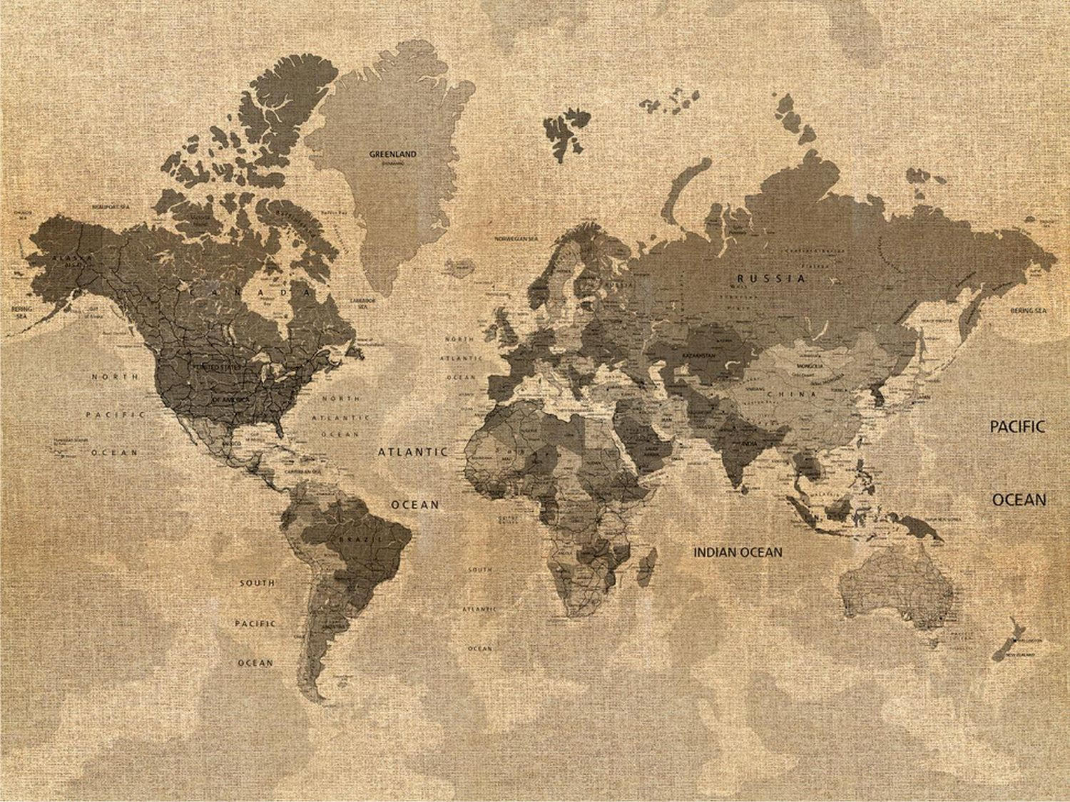 FOTOTAPETE Weltkarte 375 x 270 cm - Beige, Papier (375/270cm) - Sanders & Sanders