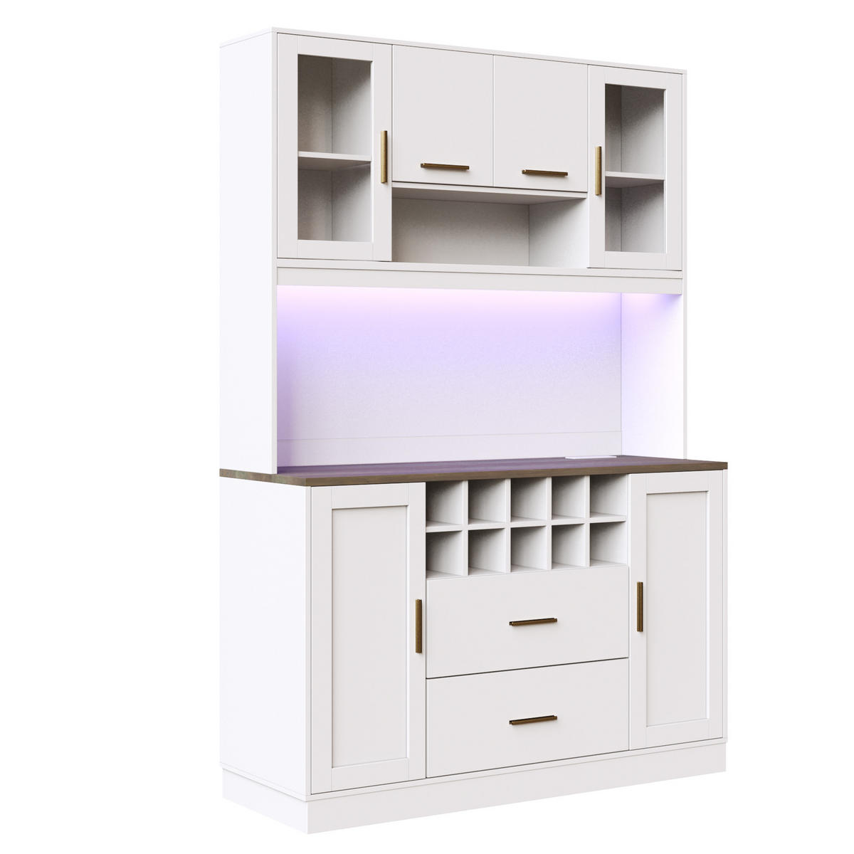 BUFFETSCHRANK Kombi Schwarz/Weiß 120/36.3/180 cm - Weiß, Holz (120/180/36.3cm) - PANGIVO