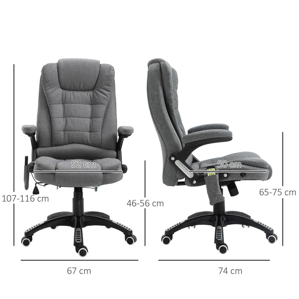 BÜROSTUHL Massage Grau - Dunkelgrau/Grau, Kunststoff/Textil (67/116/74cm) - Jamb