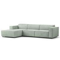 ECKSOFA mit Longchair - Schwarz/Mintgrün, Kunststoff/Textil (294/177cm) - home24