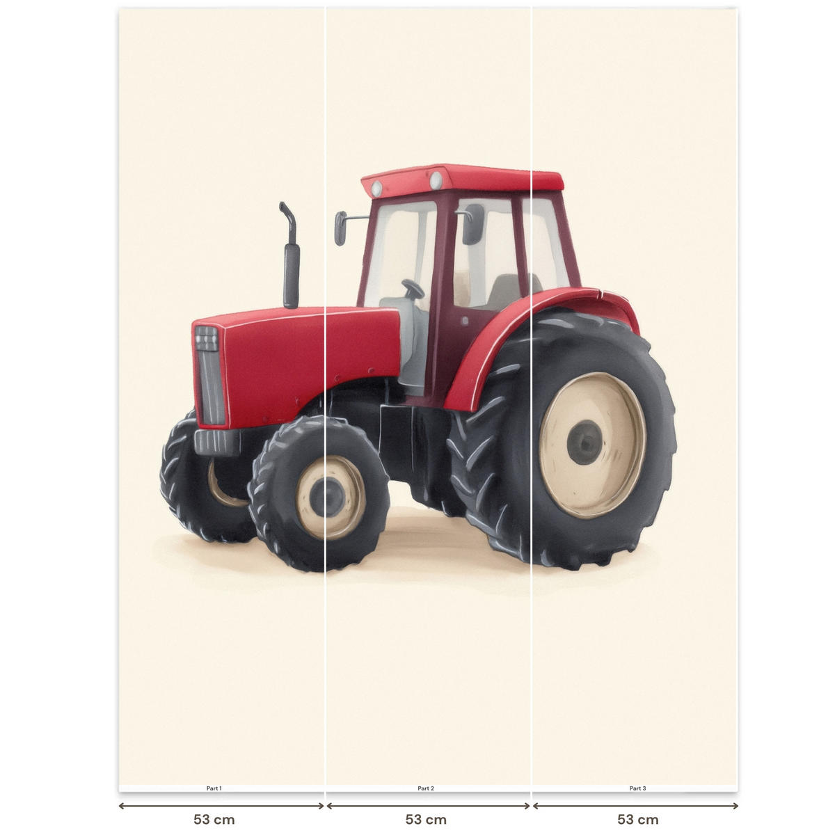 KINDERTAPETE - Traktor - Minimalistisch - Illustration - Rot - 160x200 cm - Rot, Papier (160/200cm) - OnlyWow