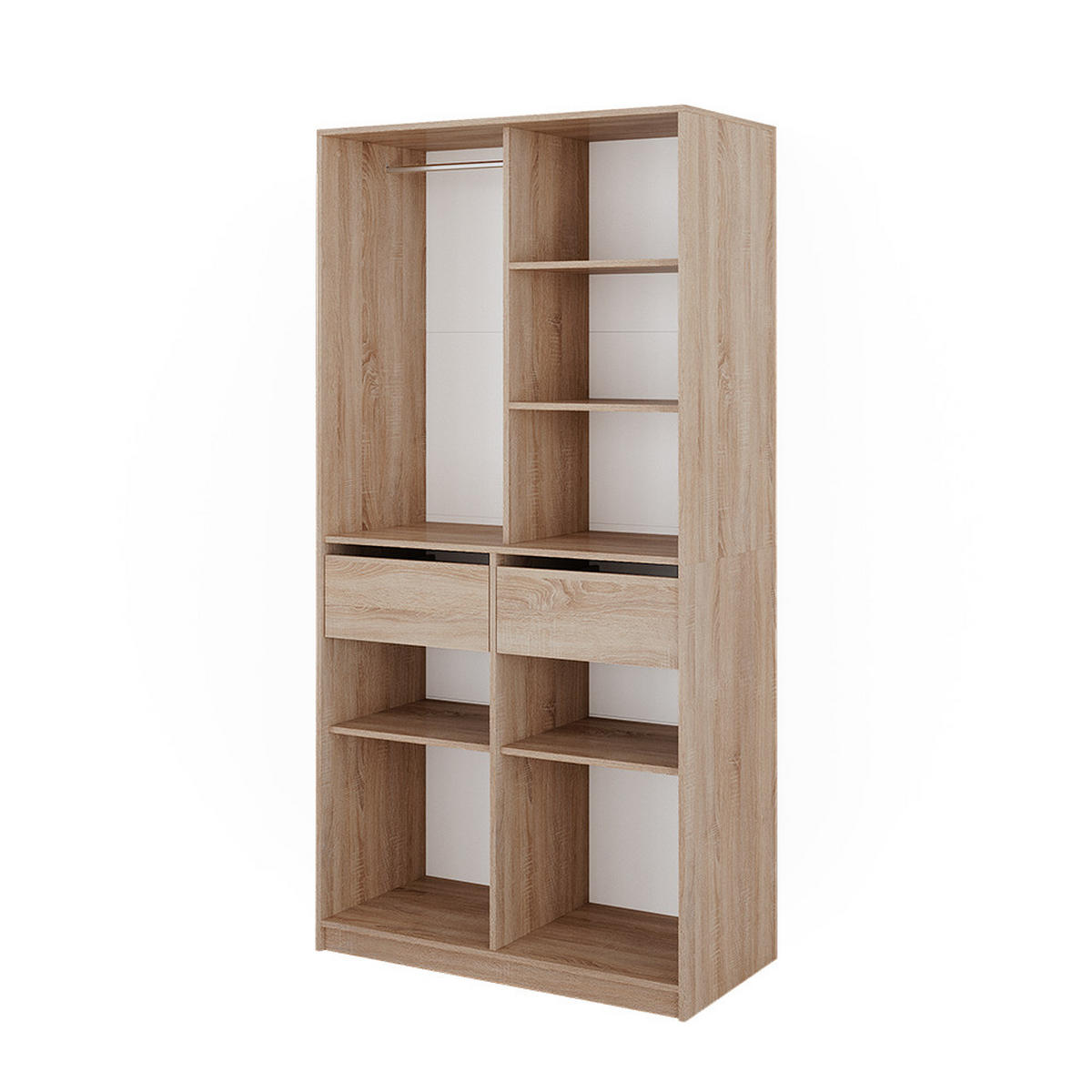 KLEIDERSCHRANK Elmo Sonoma 100 x 200 cm mit 2 Schubladen - Sonoma Eiche, Holzwerkstoff (100/200/50cm) - Vicco