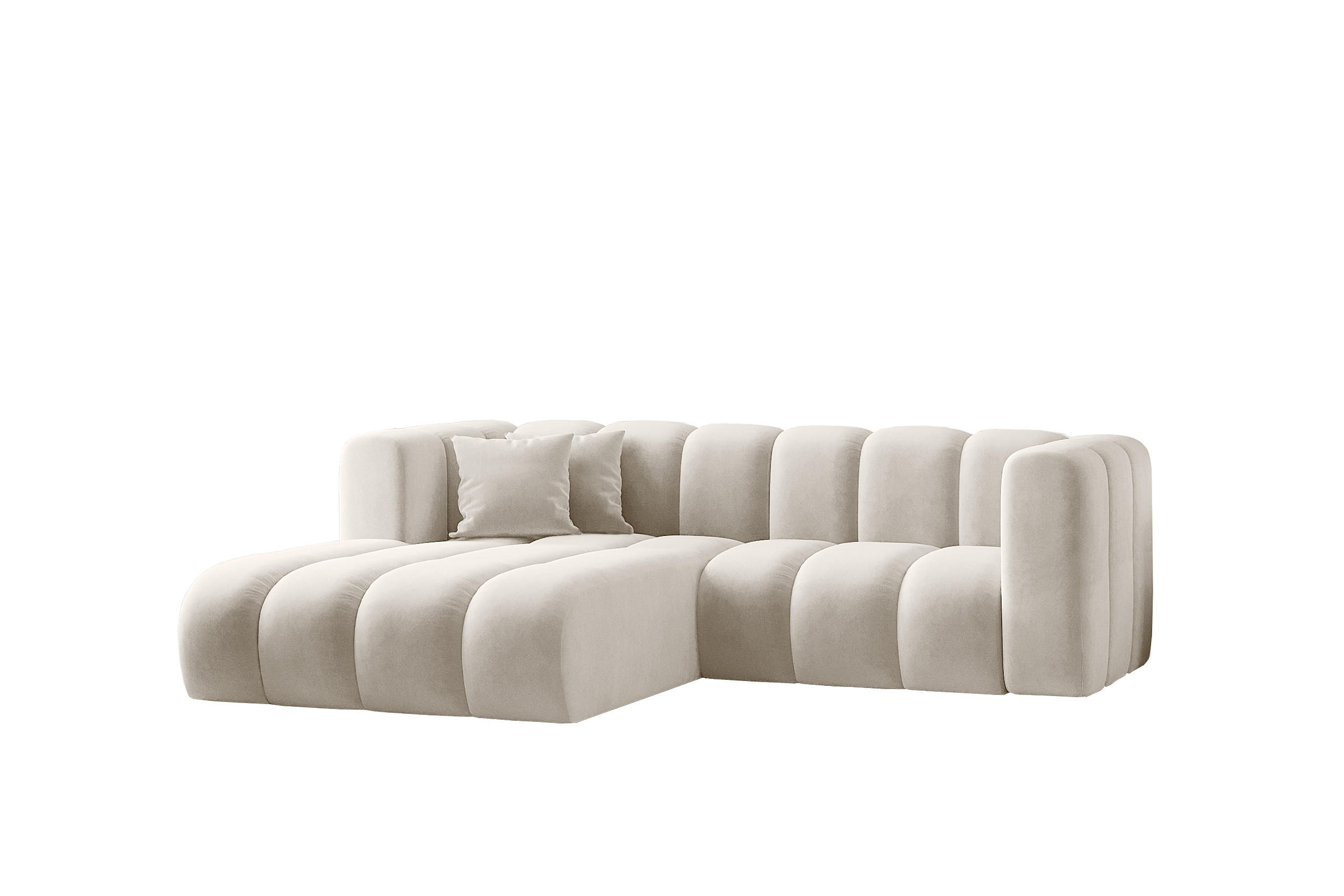ECKSOFA L-from, Sofa Grand modular stoff Salvador Hellgrau Links - Sandfarben, Holz (179/227cm) - Kaiser Möbel