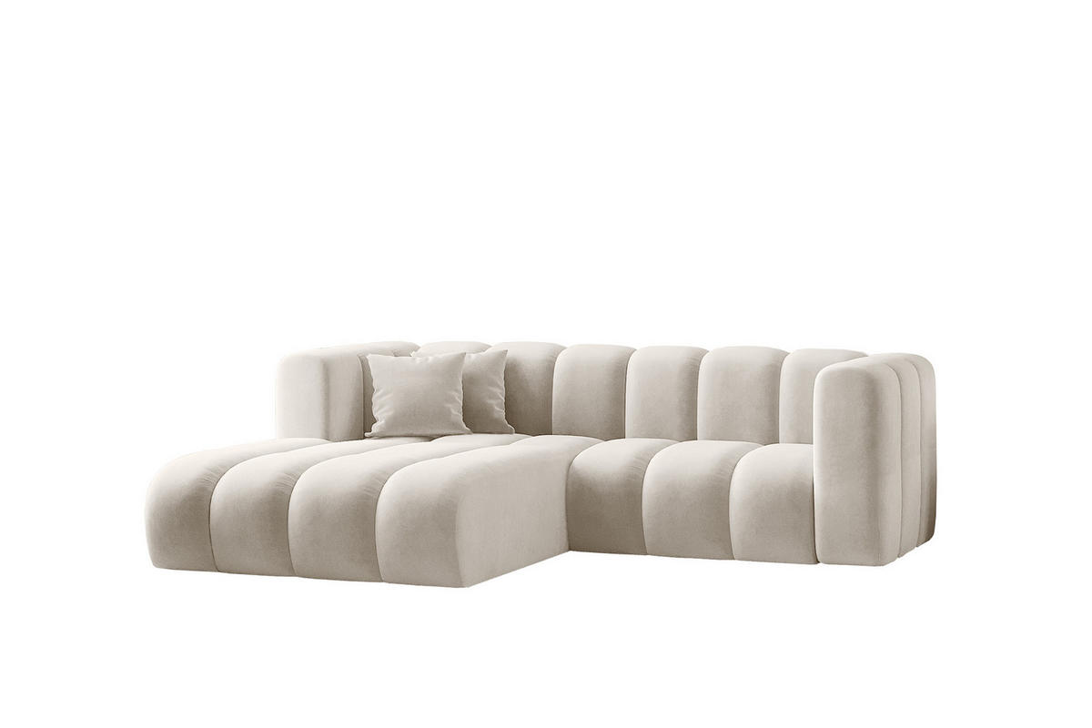 ECKSOFA L-from, Sofa Grand modular stoff Salvador Hellgrau Links - Sandfarben, Holz (179/227cm) - Kaiser Möbel