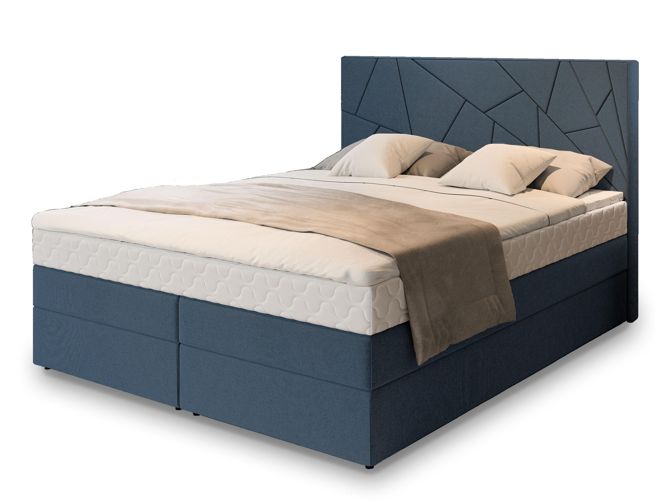 POSTEL BOXSPRING TRANI 160x200 cm, s matrací a úložným prostorem, modrá - modrá, kompozitní dřevo/textil (160/200cm) - MASSENO