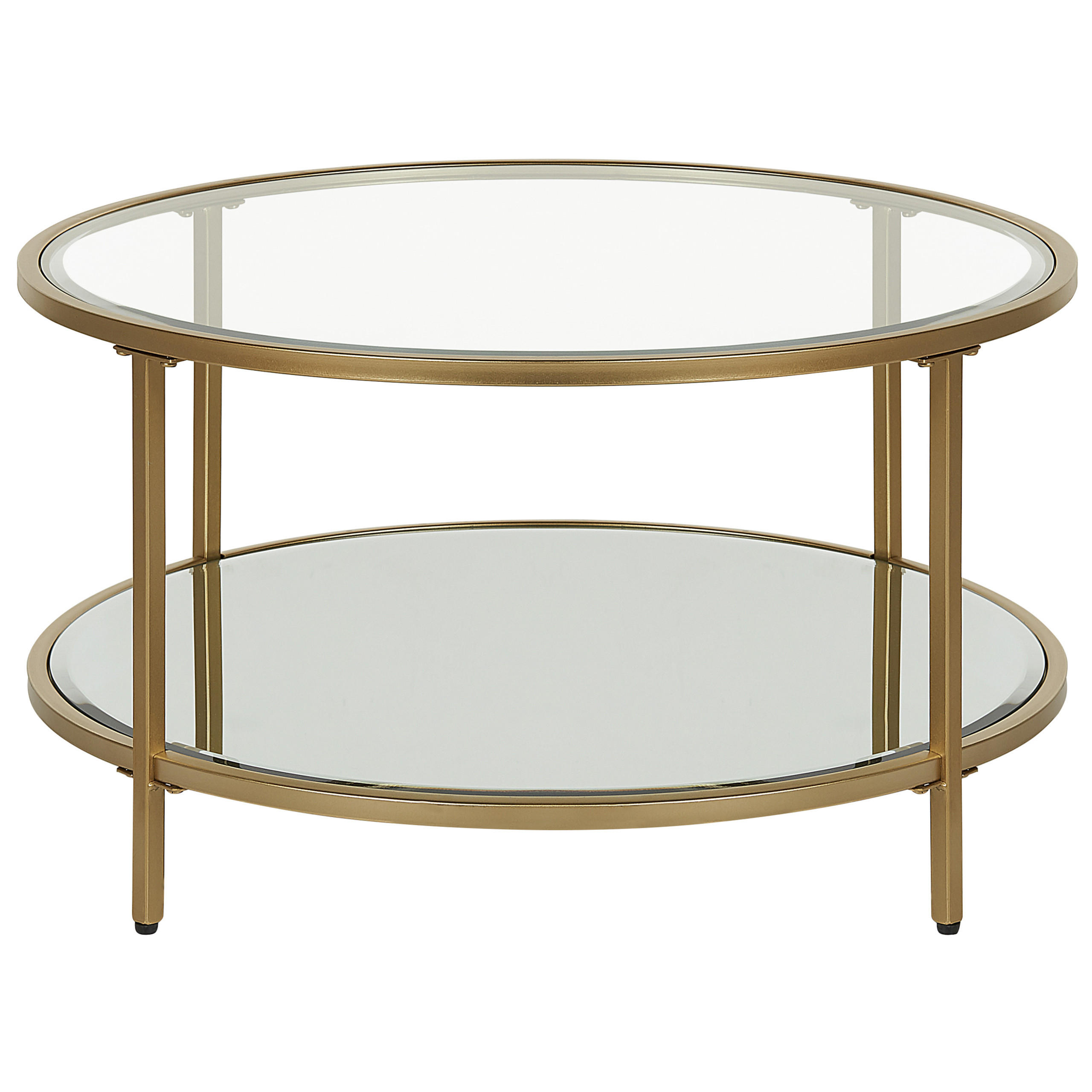 COUCHTISCH Glas/Metall gold 70 cm Birney - Transparent/Goldfarben, Glas (70/70/40cm) - Beliani