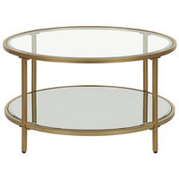 COUCHTISCH Glas/Metall gold 70 cm Birney - Transparent/Goldfarben, Glas (70/70/40cm) - Beliani