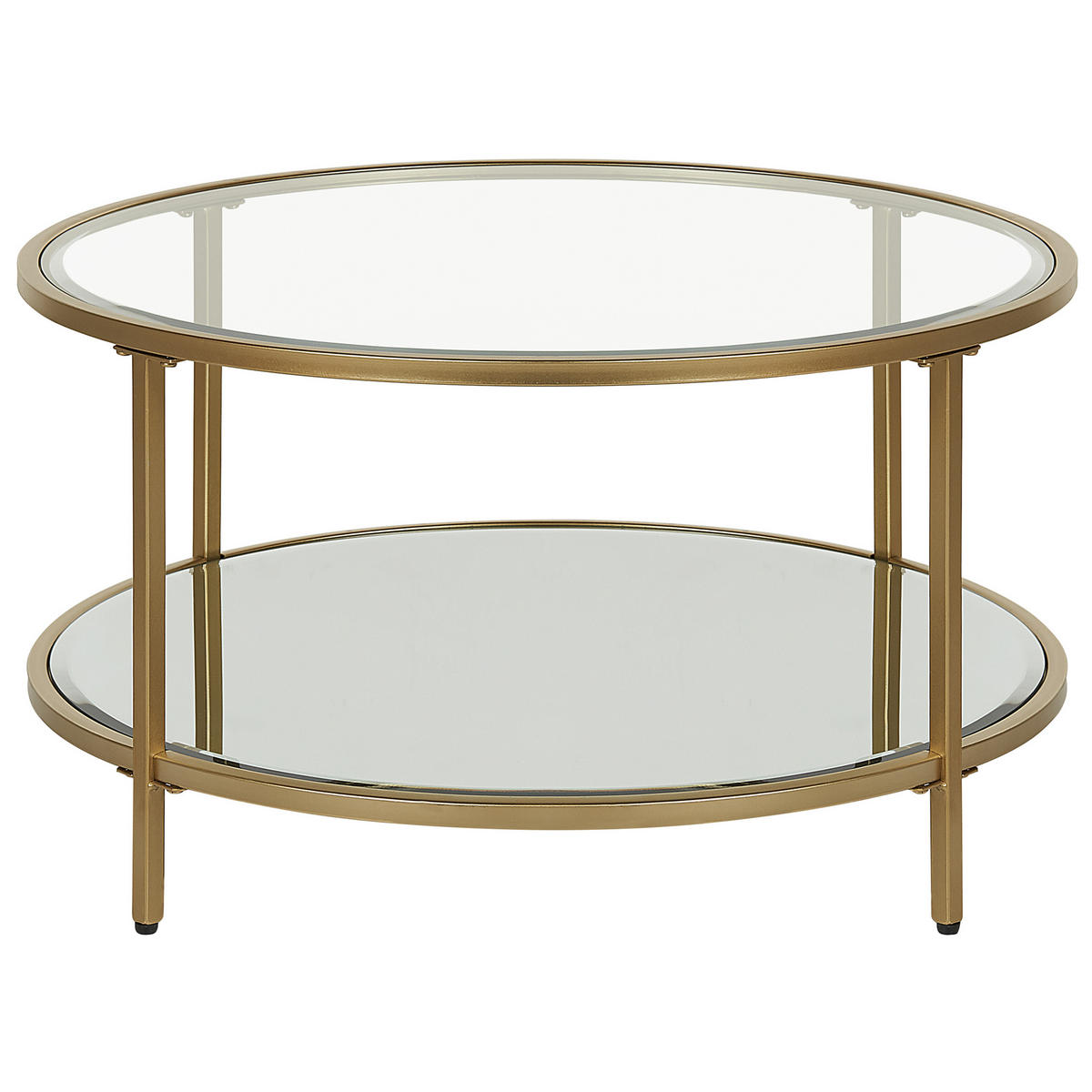COUCHTISCH Glas/Metall gold 70 cm Birney - Transparent/Goldfarben, Glas (70/70/40cm) - Beliani
