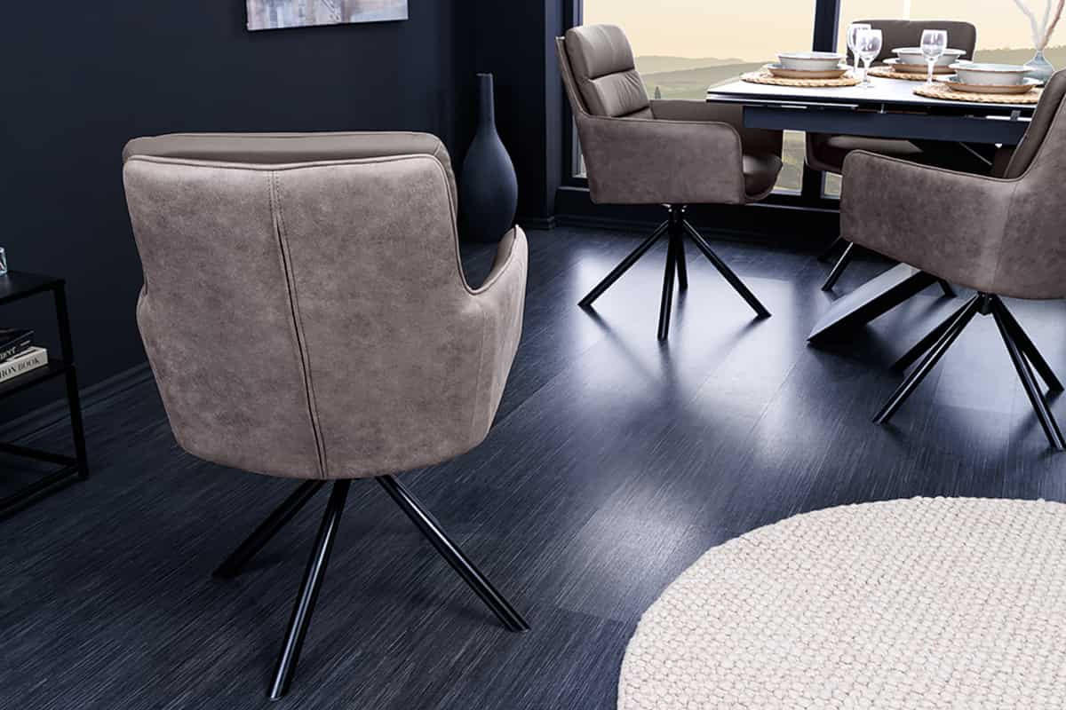 STUHL BIG GEORGE Microfaser Taupe 90 cm - Taupe/Schwarz, Leder/Textil (58/88/66cm) - riess-ambiente