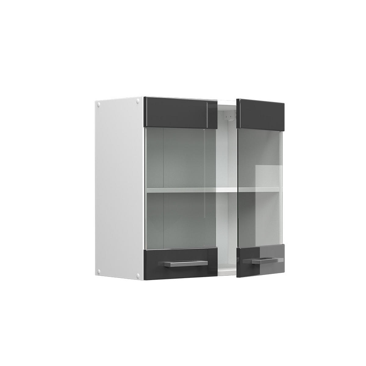 KÜCHENGLASSCHRANK R-Line Anthrazit Hochglanz 60 cm - Weiß Hochglanz/Anthrazit, Holzwerkstoff (60/60/31cm) - Vicco