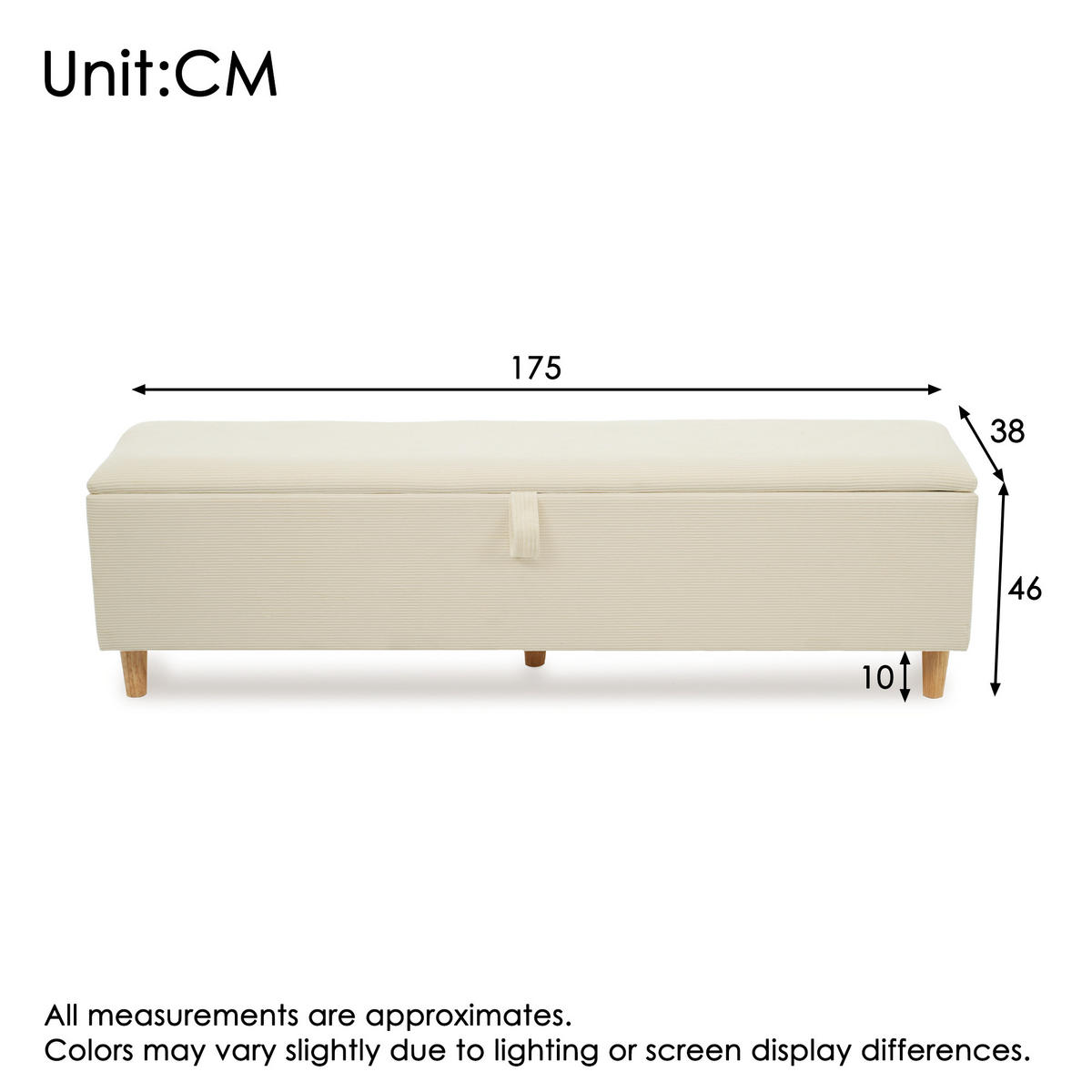 POLSTERBETT 180/200 cm Eichefarben und Beige mit Bettbank, Kopfteil mit Stauraum und LED-Beleuchtung - Beige, Textil (180/200cm) - Oxeza