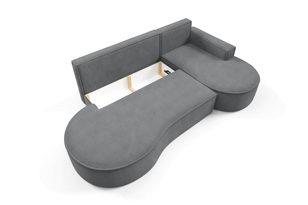 ECKSOFA Flow Graphit, mit Schlaffunktion und Kissen in Curio Stoff, rechte seite - Graphitfarben, Holzwerkstoff/Textil (277/157cm) - Bettso