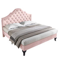 POLSTERBETT mit verstellbarem Kopfteil 140x200 cm Samt Pink - Pink, Metall (140/200cm) - Meubliv