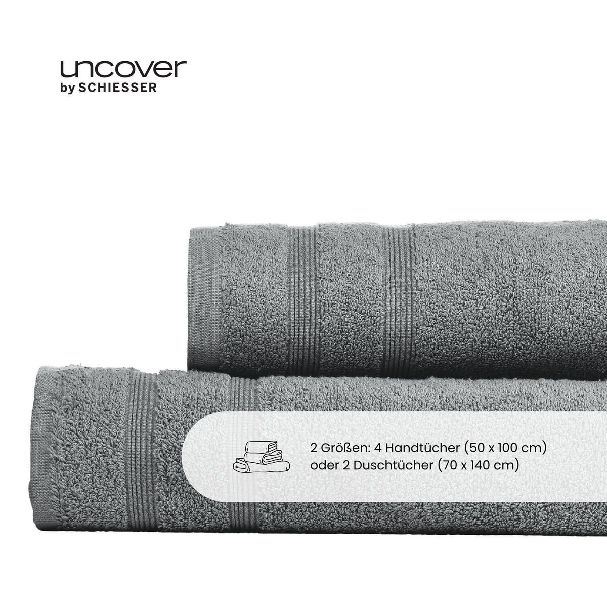 HANDTUCHSET Brooklyn - 4-teilig - 50x100 cm - Dunkelgrau - Dunkelgrau, Textil (50/100cm) - Uncover by Schiesser