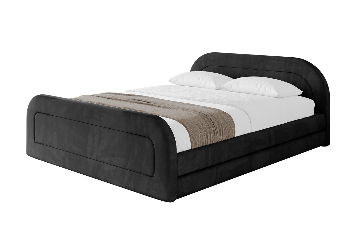 POLSTERBETT mit Bettkasten, Fußteil und Lattenrost, Boxbett mit Matratze H3/H4 - LERIS-v1-Z 120x200 Schwarz - Schwarz, Holzwerkstoff/Textil (120/200cm) - ALTDECOR