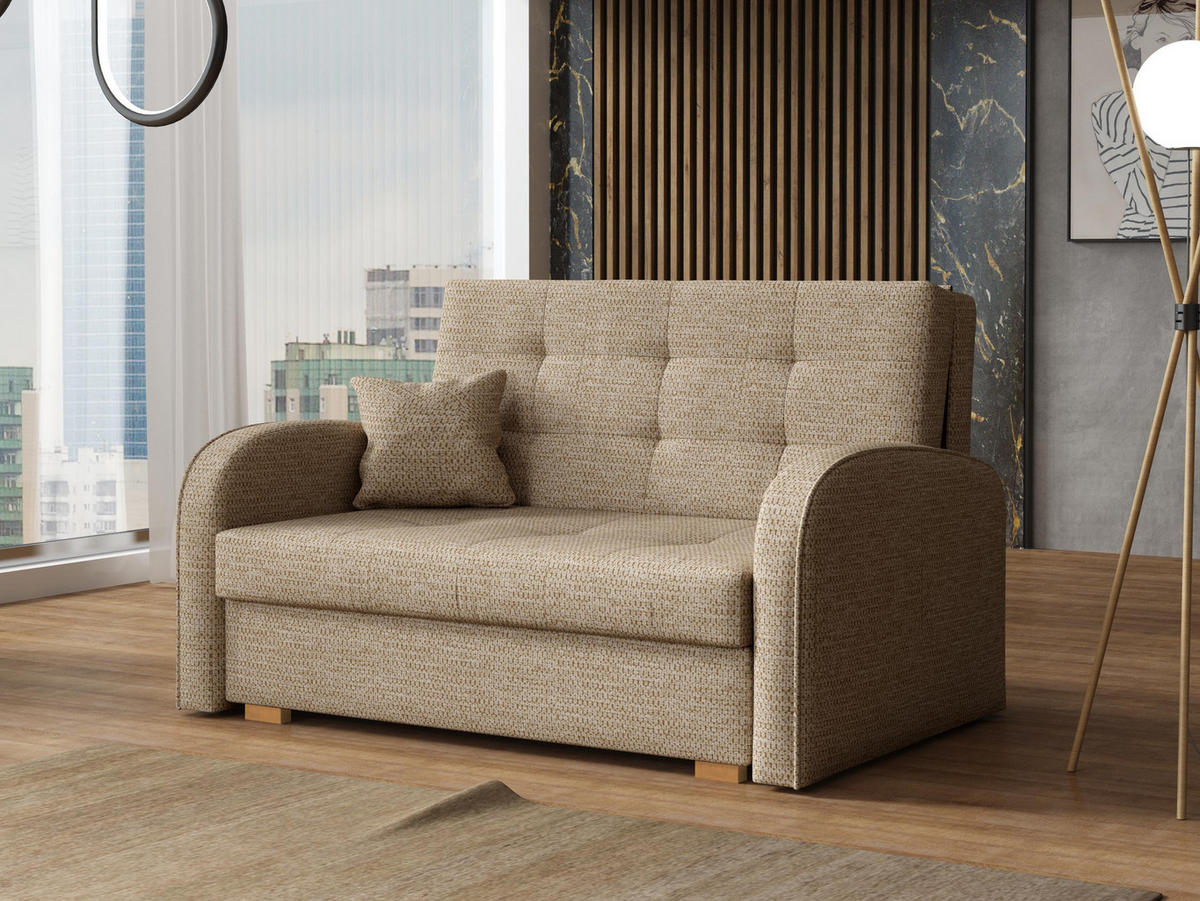 SCHLAFSOFA Viva Gold II - Hellbraun/Braun, Holz/Textil (133/85/98cm) - MIRJAN24
