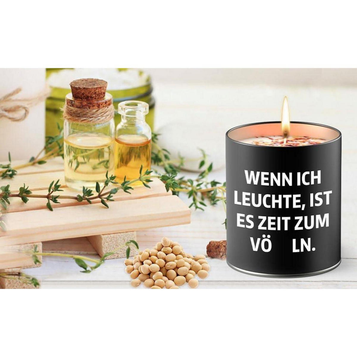 DUFTKERZE im Glas Holzduft 9oz - Schwarz, Paraffin (6cm)