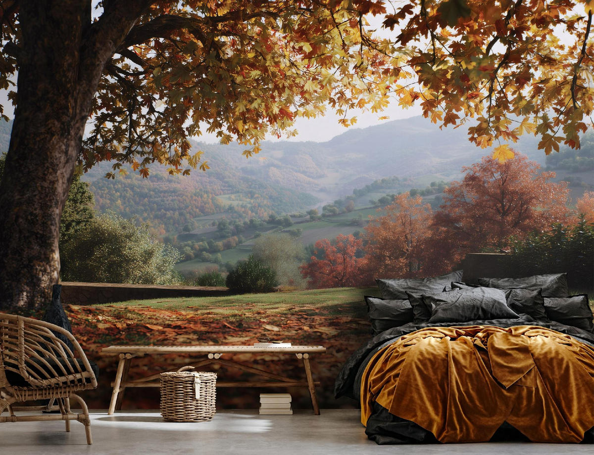 FOTOTAPETE Landschaft Wald Braun 150x105 cm - Multicolor, Papier (150/105cm) - Wallarena