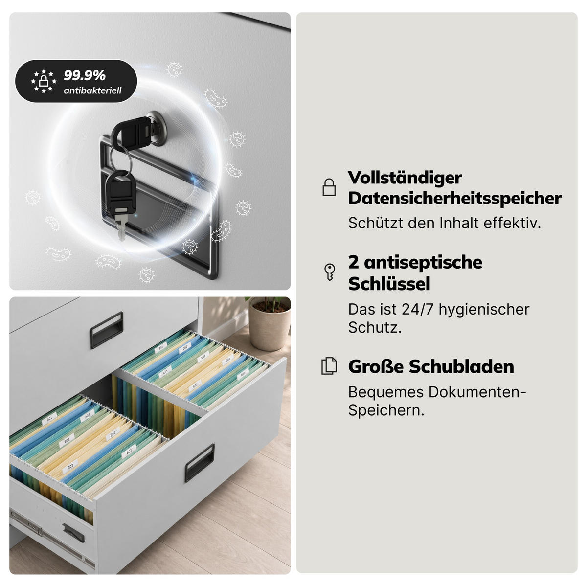 AKTENSCHRANK aus Metall SARA XL V5 162x90x60 cm - Grau, Metall (90/162/60cm) - Jan Nowak