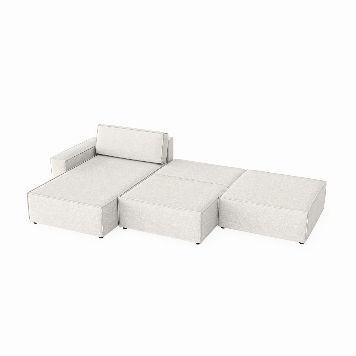 ECKSOFA Lummo Re mit Schlaffunktion, Cremeweiß - Weiß, Textil (323/185cm) - Fedve