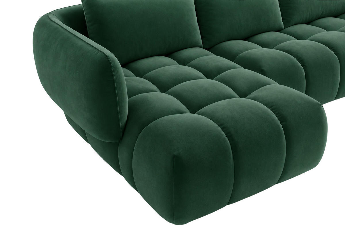 ECKSOFA L-Form, Veloursstoff Bluvel, Grün, Links, SEVIO L - Grün, Holz (242/175cm) - Kaiser Möbel
