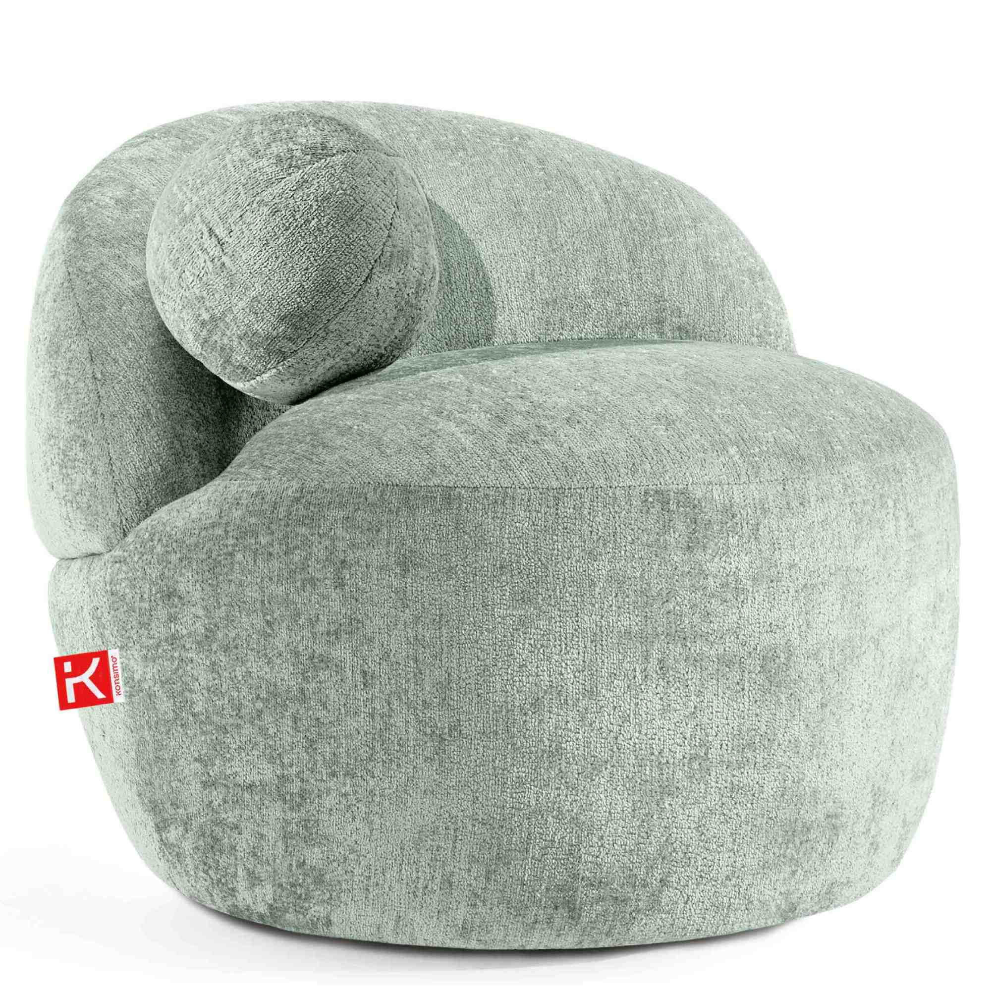 SESSEL NELUM Chenille-Stoff, rund, Mintgrün - Schwarz/Mintgrün, Holz/Holzwerkstoff (76/64/76cm) - KONSIMO®