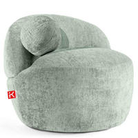 SESSEL NELUM Chenille-Stoff, rund, Mintgrün - Schwarz/Mintgrün, Holz/Holzwerkstoff (76/64/76cm) - KONSIMO®