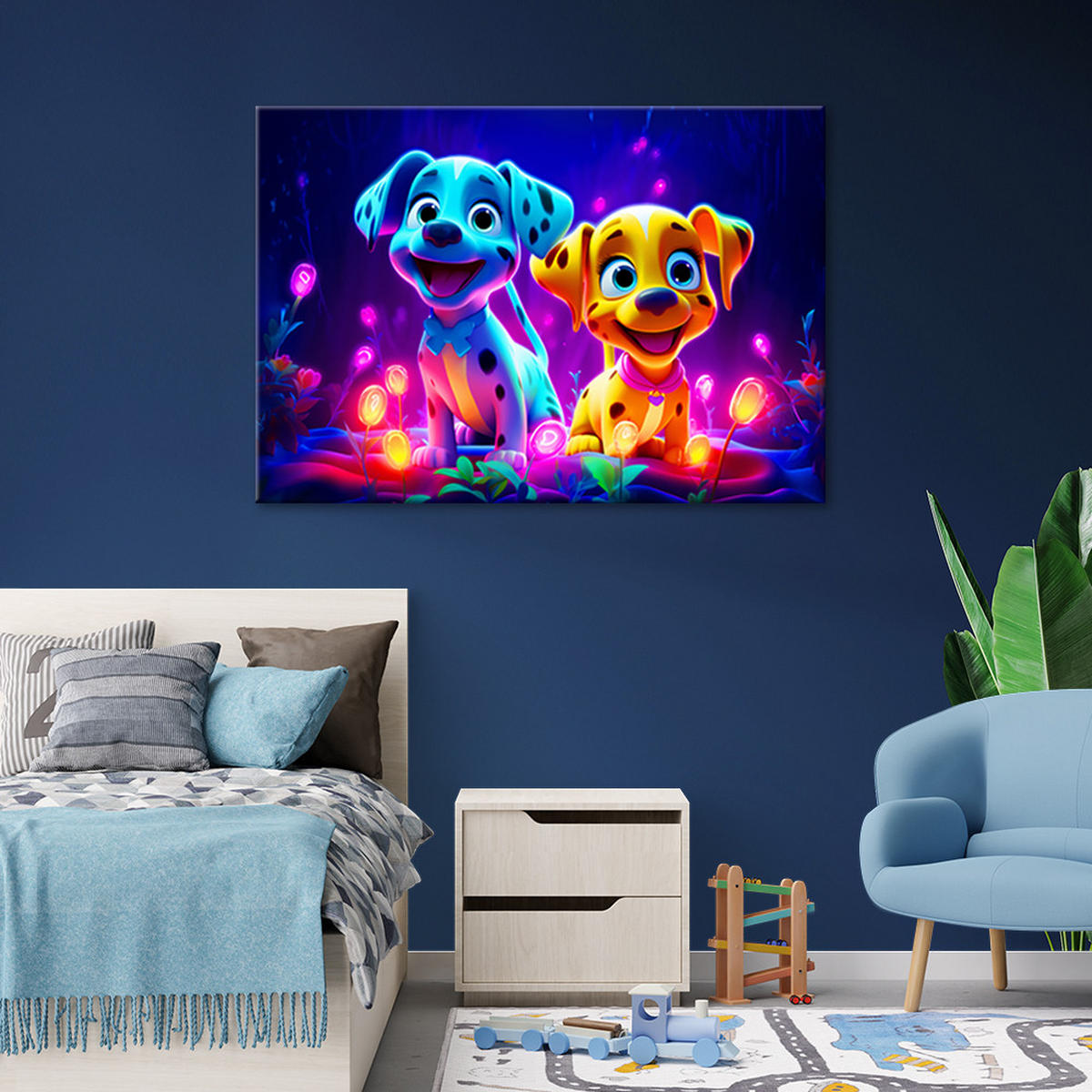 WANDBILD niedliche hunde cartoon - Multicolor, Textil (60/40cm) - Feeby